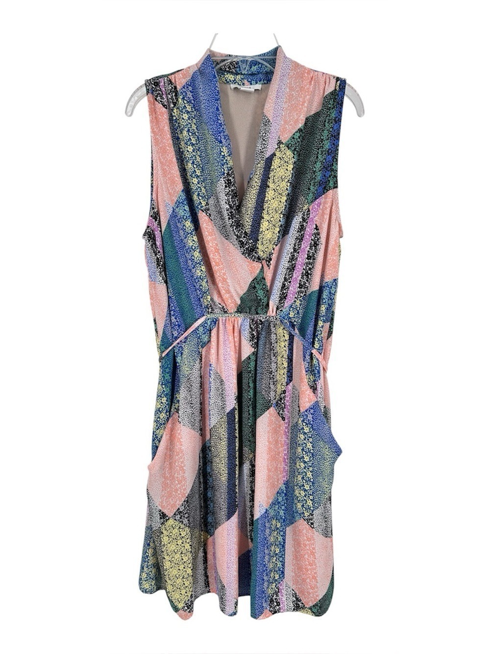 Bar III Floral Patchwork V-Neck Dress Large
